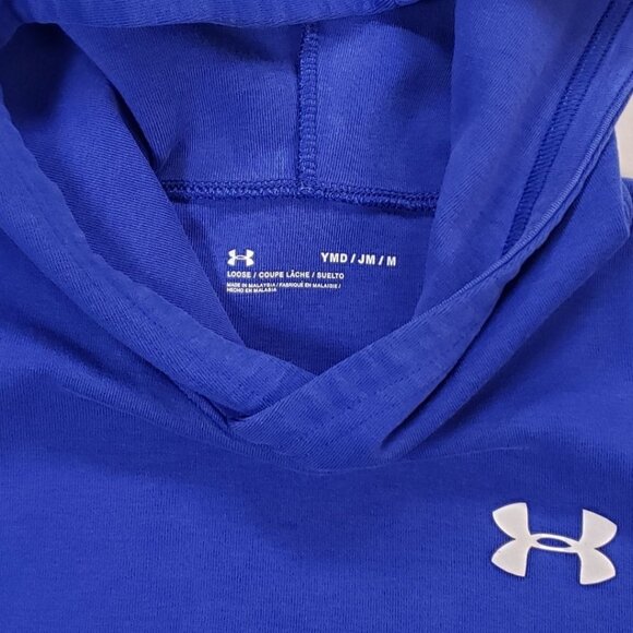 Under Armour Youth M Blue Hoodie With Two-Tone Design & Logo On Chest - Picture 8 of 10